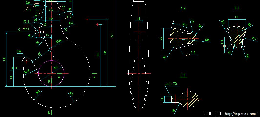 求吊钩实体画法