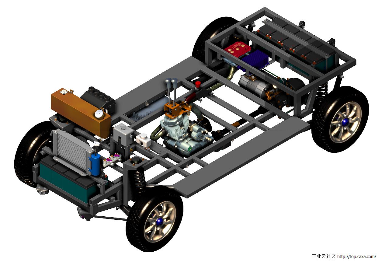 第五届 caxa 3d大赛作品 -油电混合动力低速四轮车底盘主.